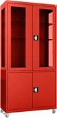 Meble i wyposażenie gabinetów medycznych - MDBW/2k.3020 mobilna szafa lekarska 2-skrzydłowa 2-komorowa czerwona na kołach - miniaturka - grafika 1