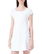 Sukienki - Love Moschino Damska sukienka w stylu A ze stretchu lyocell gabardyna, optical white, 44 - miniaturka - grafika 1