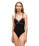 Body - KARL LAGERFELD Damskie body modelujące Deep V z logo, czarne, XL - miniaturka - grafika 1