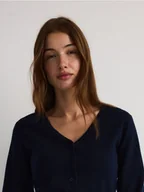 Swetry damskie - Reserved - Rozpinany kardigan - granatowy - miniaturka - grafika 1