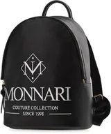 Torebki damskie - Czarny plecak monnari elegancki miejski skóra logo - miniaturka - grafika 1