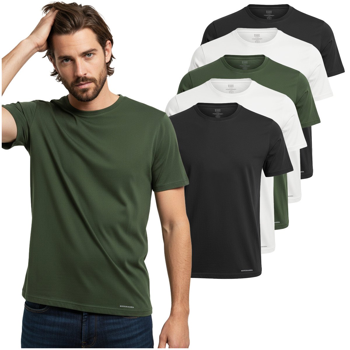 SCOTCH&SODA Koszulka Męska 5 sztuk Podkoszulek T-shirt Bawełna L