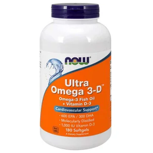 Now Foods NOW Ultra Omega 3-D Omega-3 Fish Oil+Vitamin D3 180caps - Witaminy i minerały dla sportowców - miniaturka - grafika 2