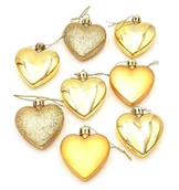 Bombki - Bombki choinkowe nietłukące się złote serduszka lustrzane błyszczące brokatowe komplet 8 sztuk - miniaturka - grafika 1