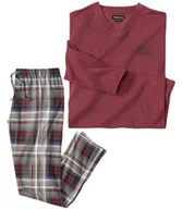 Piżamy męskie - Bawełniana piżama w kratę Mężczyzna Atlas For Men - Kolor : Bordowy - Rozmiar : 5XL - miniaturka - grafika 1