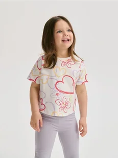 Reserved - Bawełniany t-shirt we wzory - złamana biel - Bluzki dla niemowląt - miniaturka - grafika 1
