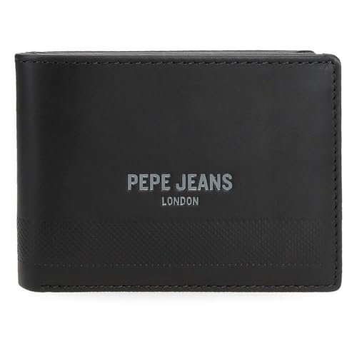 Pepe Jeans Głęboki poziomy portfel z portmonetką czarny 11x8x1 cm Skóra by Joumma Bags, Czarny (Black), Talla única, Poziomy portfel z portfelem