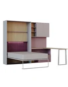 Krzesełka i taborety dla dzieci - Flexi Bed Lumi – półkotapczan z biurkiem kaszmir i antyczna róża - miniaturka - grafika 1