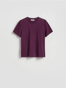 Reserved - T-shirt regular z merceryzowanej bawełny - fioletowy - Koszulki i topy damskie - miniaturka - grafika 1