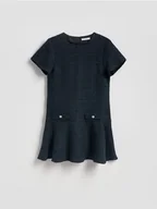 Sukienki - Reserved - Tweedowa sukienka mini - granatowy - miniaturka - grafika 1