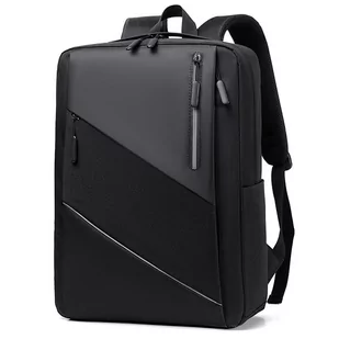 Plecak Biznesowy Zipper Czarny Na Laptop Tablet One Size - Torby na laptopy - miniaturka - grafika 1