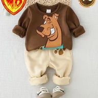 Dresy i komplety dla chłopców - TEMU 2 szt. Gruby, ciepły zestaw chłopięcy z podszewką z polaru, strój chłopięcy, bluza z kapturem i spodnie, odzież dziecięca, sportowa odzież na - miniaturka - grafika 1