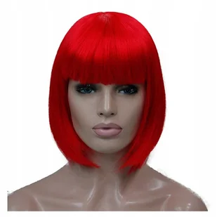 Peruka Krótka Bob Show Girls Czerwona - Dodatki do strojów karnawałowych - miniaturka - grafika 1