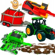 Samochody i pojazdy dla dzieci - Zestaw Farmerski Traktor John Deere +kultywator +przyczepa Do Koni +kombajn - miniaturka - grafika 1