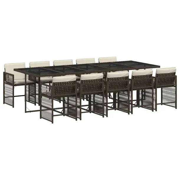 Zestaw mebli ogrodowych PE rattan brązowy 275x106x73 cm