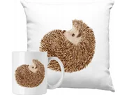 Gadżety dla niej i dla niego - ZESTAW PODUSZKA + KUBEK Jeż Jeżyk Kwiaty Pomysł Na Prezent +IMIĘ #2 - miniaturka - grafika 1