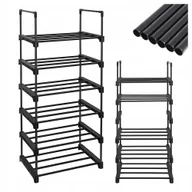 Szafki na buty - Szafka Modułowa stojak Na Buty regał 6 Poziomów 30x45x106 Metalowa Czarna - miniaturka - grafika 1
