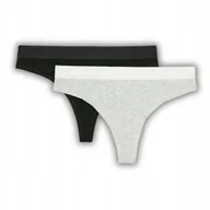 Majtki damskie - MAJTKI DAMSKIE 4F STRINGI BAWEŁNA ELASTYCZNE 2-PAK CZARNE SZARE ROZMIAR XS - miniaturka - grafika 1