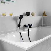 Baterie wannowe i prysznicowe - CORNAT Bateria termostatyczna z mieszaczem ALAN/NOIR, wannowa, czarna - miniaturka - grafika 1