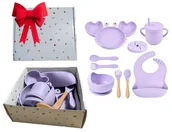 Zestawy naczyń dla dzieci - Pierwsze Naczynia Silikonowe Dla Dzieci Zesteaw 9 Sztuk Krab Fioletowy - miniaturka - grafika 1