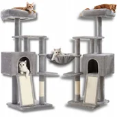 Drapaki dla kotów - DRAPAK DLA KOTA DUŻY 4 POZIOMY WYSOKI LEGOWISKO WIEŻA SŁUPEK DOMEK 135cm - miniaturka - grafika 1