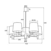 Lampy sufitowe - Argon Żyrandol Polo Plus, 5-punktowy, mosiądz/zielony - miniaturka - grafika 1