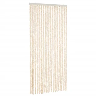 vidaXL Zasłona Fly beżowo-biała 90x200 cm szenilowa - Zasłony - miniaturka - grafika 1