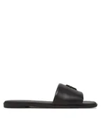Klapki i japonki damskie - Tommy Hilfiger Klapki Th Logo Hardware Leather Mule FW0FW08806 Czarny - miniaturka - grafika 1