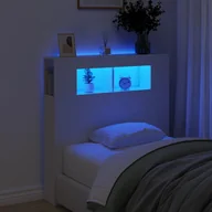 Zabezpieczenia dla dzieci - vidaXL Wezgłowie łóżka z LED, białe, 100x18,5x103,5 cm - miniaturka - grafika 1