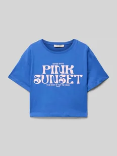 Krótki T-shirt z okrągłym dekoltem - Koszulki dla dziewczynek - miniaturka - grafika 1