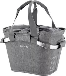 Basil Kosz na kierownicę / przedni bagażnik CLASSIC CARRY ALL FRONT BASKET KF 15L, szary + Płytka mocująca do kosza BASEASY + KLIKFIX ADAPTER PLATE system do mocowania na sztycę kierownicy i kie A-BAS-11253 - Koszyki rowerowe - miniaturka - grafika 1