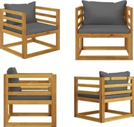 Fotele i krzesła ogrodowe - vidaXL Krzesło ogrodowe z ciemnoszarymi poduszkami z litego drewna akacjowego - Krzesło ogrodowe - Krzesła ogrodowe - Drewniane krzesła ogrodowe - Drewniane krzesła ogrodowe - miniaturka - grafika 1