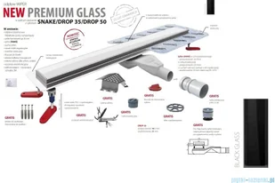 Wiper New Premium Black Glass Odpływ liniowy z kołnierzem 100 cm poler syfon snake 500.0383.01.100 | - Syfony - miniaturka - grafika 3