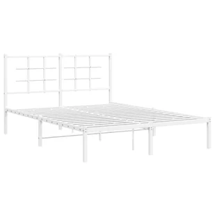Metalowa rama łóżka z wezgłowiem, biała, 140x190 cm Lumarko! - Inne meble do sypialni - miniaturka - grafika 3