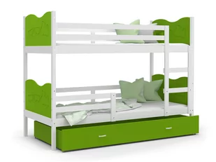 Łóżko piętrowe 190x80 białe zielone MAX - Łóżka dla dzieci i młodzieży - miniaturka - grafika 1