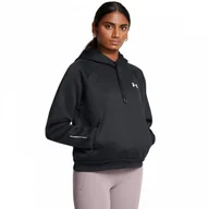 Bluzy damskie - Damska bluza treningowa nierozpinana z kapturem Under Armour UA Armour Flc Pro Hdy - czarna - miniaturka - grafika 1