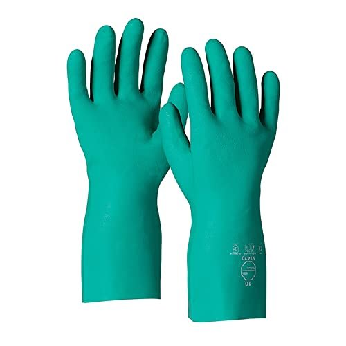 DuPont Tychem NT470 rękawice ochronne chemiczne z nitrylu, 15 mil (0,38 mm), kategoria III, zielone, rozmiar 10/XL, pudełko z 144 parami
