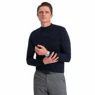 Swetry męskie - Męski półgolf dzianinowy z wiskozą granatowy V2 OM-SWTN-0100 XXL - miniaturka - grafika 1