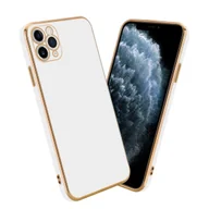 Etui i futerały do telefonów - Pokrowiec Do Apple iPhone 12 PRO MAX Etui w Glossy Biały - Złoto TPU Silikonowe Obudowa Case Cover Cadorabo - miniaturka - grafika 1