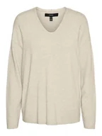 Swetry damskie - Vero Moda Sweter w kolorze beżowym - miniaturka - grafika 1