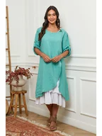 Sukienki - La Compagnie Du Lin Sukienka w kolorze biało-turkusowym - miniaturka - grafika 1