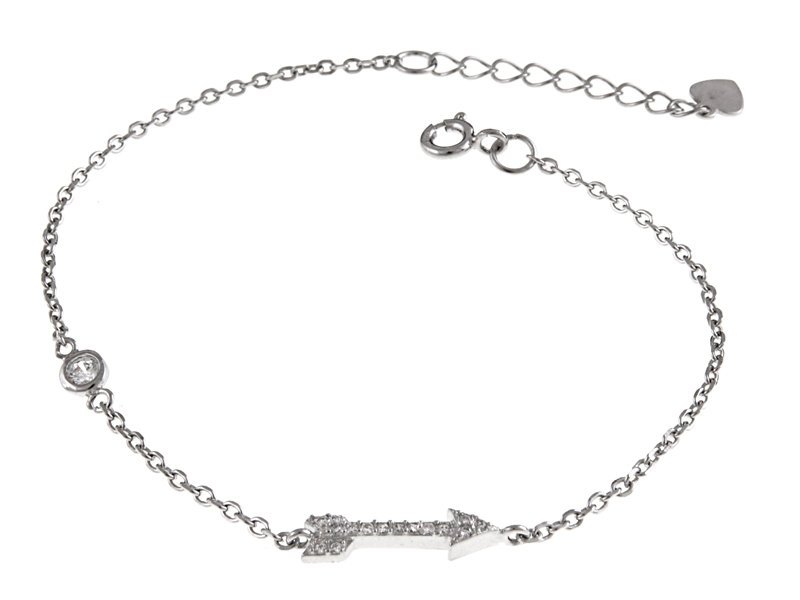 Bransoletka strzałka na łańcuszku cyrkonia b0426 - 1,6g.