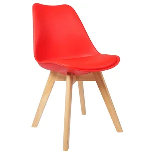 BukkitBow - Krzesło do jadalni z nogami z drewna bukowego - Wytrzymałe siedzisko z PU dla wygody - Wszechstronne zastosowanie - Wysokość siedziska: 42 cm - Czerwony - Krzesła - miniaturka - grafika 1