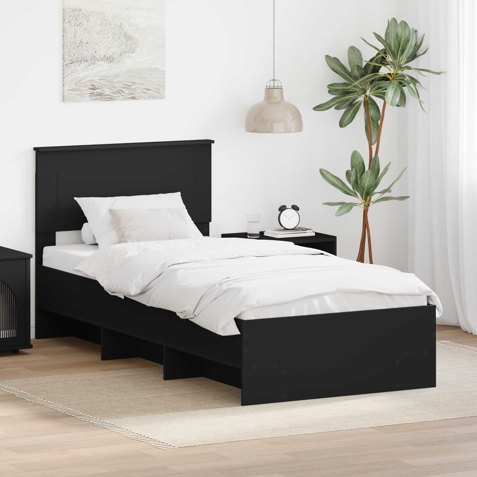 vidaXL Ramka łóżka Czarny 80 x 200 cm Materiał drewnopochodny