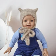 Czapki dla dzieci - Ciepła Czapka Beżowy Kotek, kitty alpaka/merynos - miniaturka - grafika 1