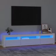 Szafki RTV - Lumarko Szafka pod TV z oświetleniem LED, biała z połyskiem195x35x40 cm - miniaturka - grafika 1