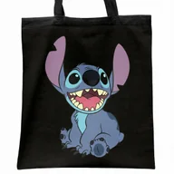 Torby i wózki na zakupy - Torba bawełniana czarna na zakupy Stitch Lilo i Stich Dla Fanów - miniaturka - grafika 1