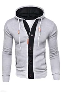 Bluzy męskie - Męska bluza z kapturem crs102- szara - Risardi - miniaturka - grafika 1