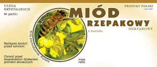 Etykiety na Miód Rzepakowy (100szt) - wzór E1103 - Akcesoria do hodowli zwierząt - miniaturka - grafika 1