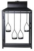 Lampy ogrodowe - Latarnia metalowa czarna matowa z 4 wiszącymi świecznikami - miniaturka - grafika 1